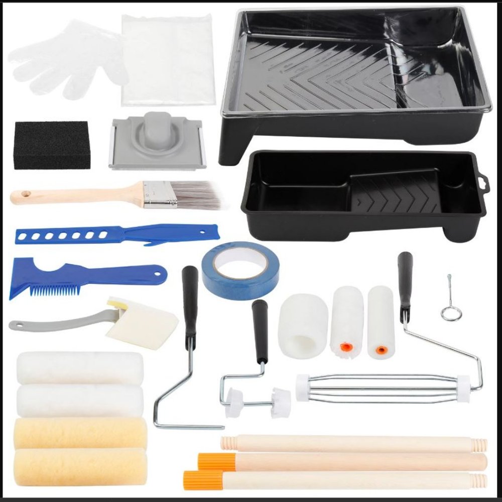 NEW 25 Piece Painting Tools Paint Roller DIY Home Improvement Supplies brushes s